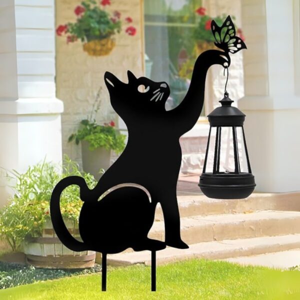 Estaca Luz Solar Decorativa Exterior - Modelo “Gato Linterna”