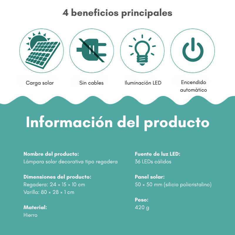 Estaca Solar Exterior - Modelo "Regadera mariposa" - Image 7
