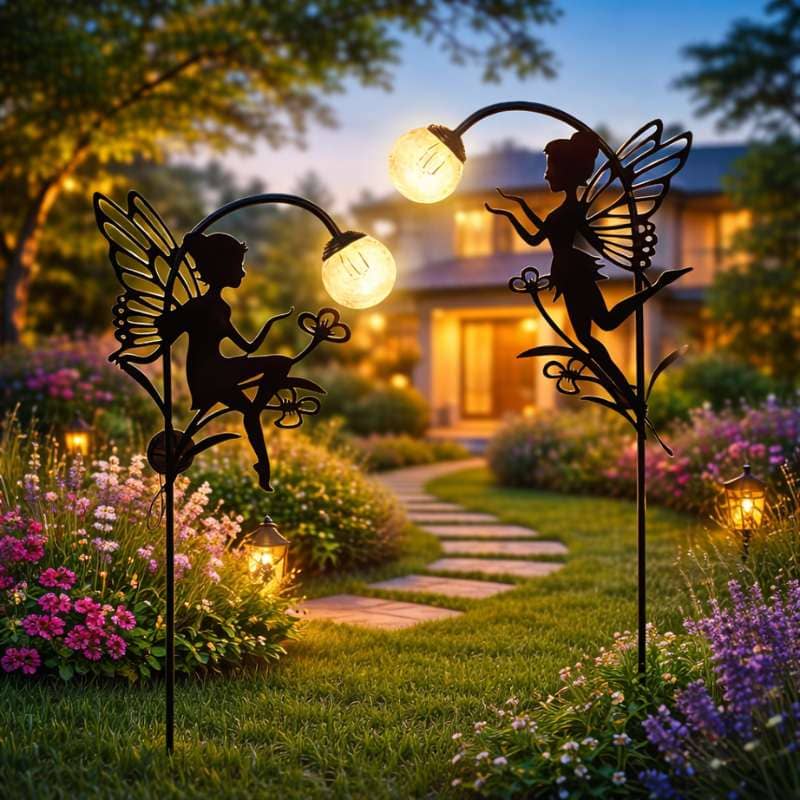 Estaca solar exterior - Modelo "Hadas con focos esféricos" x2